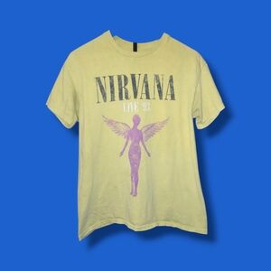 NIRVANA Yellow Tee with Blue Logo